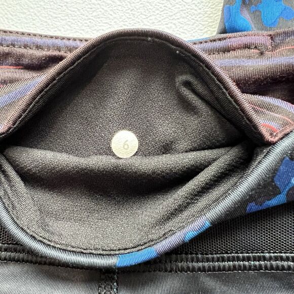 Lululemon Inspire Tight II Full-On Luxtreme Mesh Black Blue Size 6 Athletic Gym - Picture 4 of 6